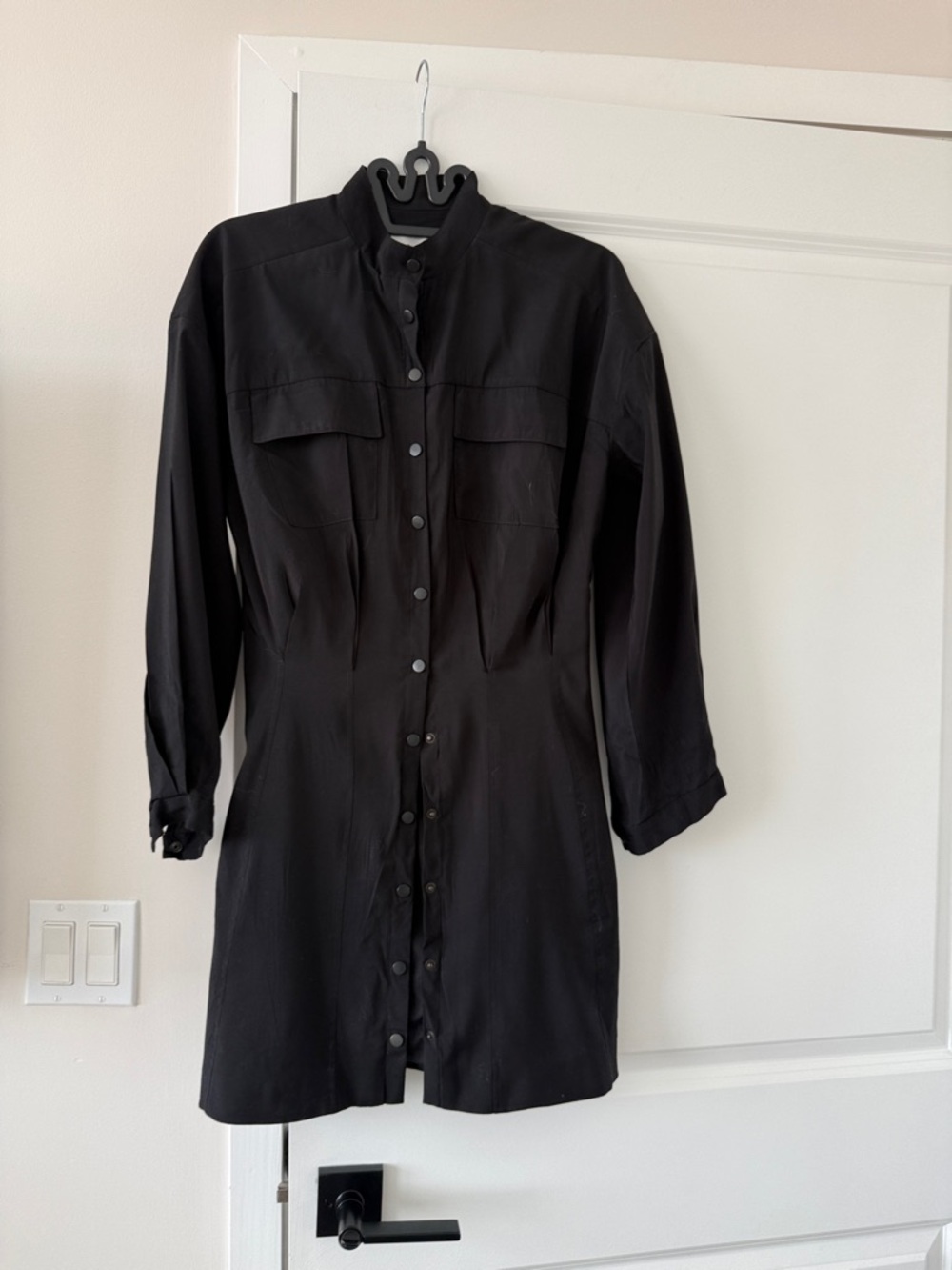 ba&sh Black Button-Front Shirt Dress